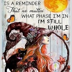 Autumn Witch Wall Art Print - Orange & Brown Illustration